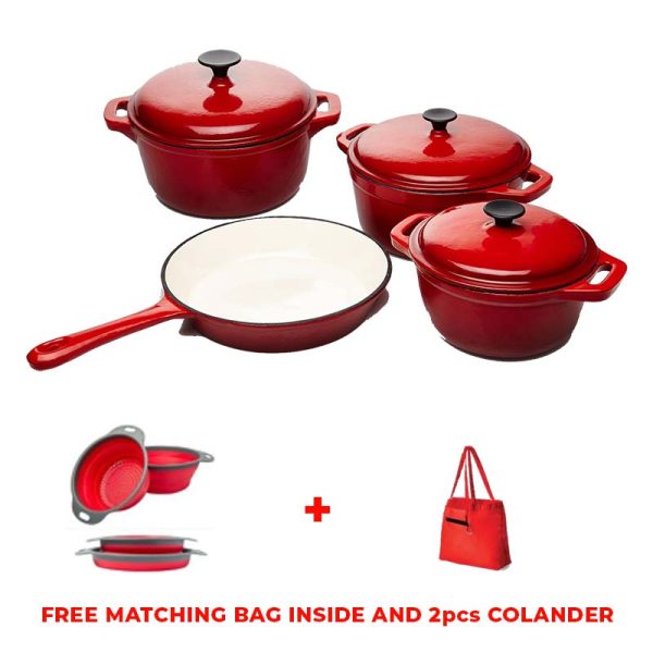 7PC Luxury Cast Iron Pot Set Smartware
