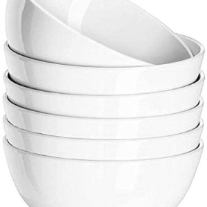 SMARTWARE 40 Ounce Porcelain Soup Bowls - 6 Packs, Stackable Round, White