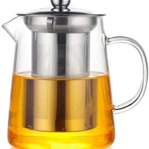 SMARTWARE 950ML/32oz Glass Teapot with Removable Infuser, Teabloom Stovetop & Microwave Safe Borosilicate Glass Teapot, Blooming and Loose Leaf Tea Maker Set