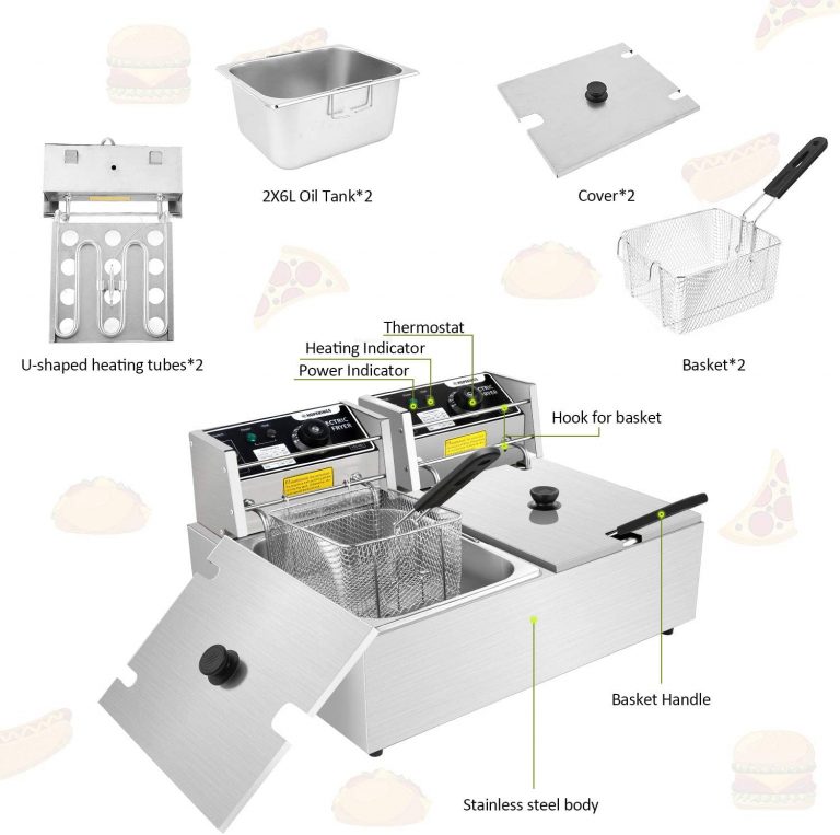 Professionalstyle Deep Fryer with Dual Baskets, 3600W 2x6L Stainless