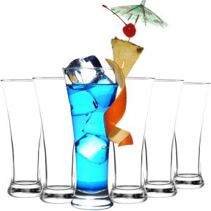 Tebery 6 Pack Beer Glasses, 12 Ounce Clear Crystal Highball Glassware, Drinking Tumblers for Beer, Water, Wine, Juice