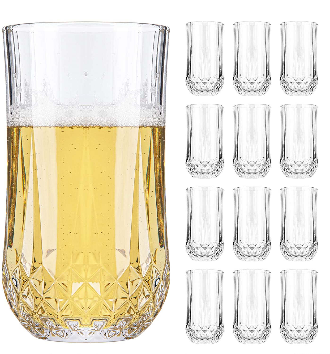 Highball Glasses Set Of 12 11 Ounce Cups Highball Tumbler Drinking Glasses Lead Free Crystal