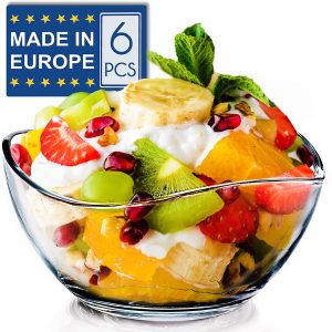 Glass Bowls for Kitchen Prep, Snack, Dessert, Dips, and Candy Dishes or Nut Bowls, Set of 6 (7 1/4 oz)