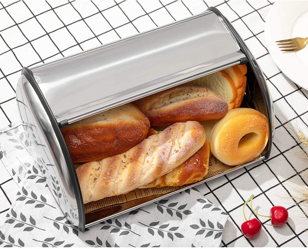 Bread Box for Kitchen Counter Matte Stainless Steel Bread Storage Bin