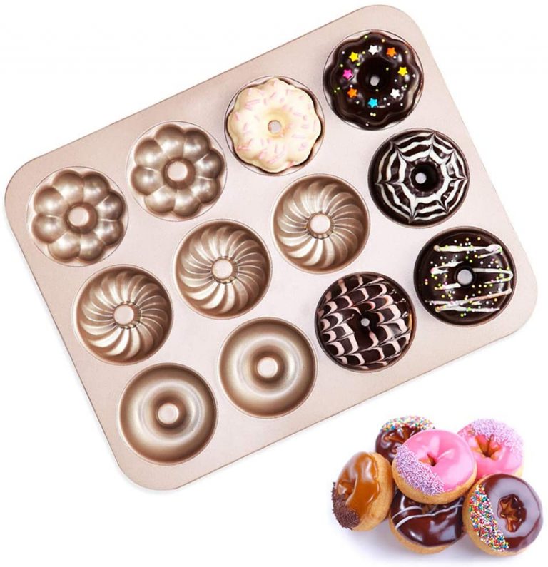 Donut Pan, NonStick 12 Cavity Doughnut Baking Pans Donut Maker Carbon Steel Donut Mold Tray for