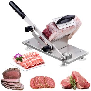 Manual Frozen Meat Slicer, Stainless Steel Meat Cutter Beef Mutton Roll Meat Cheese Food Slicer Slicing Machine Kit of Hot Pot Shabu Shabu Deli Slicer for Home Kitchen