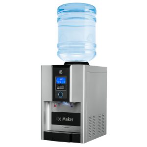 SMARTWARE SWAN Premium Countertop Water and ice maker Dispenser, Holds 2 or 4 Gallon Jug, Top Loading, Cold Water and ice, Child Safety machine, Compact Design Ideal For Homes, Kitchens, Offices, Dorms, Black