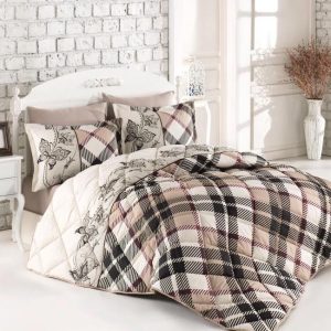 Yellow Plaid Comforter Sets Buffalo Check Bedding Set Colorful Square Women Girls Quilt Adult Cotton Queen Brown and Yellow Blanket Teen Gray Farmhouse Soft Health Durable with 2 Pillowcases