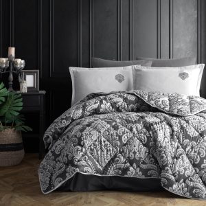 SMARTWellboo Black Marble Comforter Sets Queen Black and White Marble Quilts Full Adults Women Men Bedding Modern Abstract Comforter Cotton Organic Luxury Gothic Chic Warm Soft with 2 Pillowcases