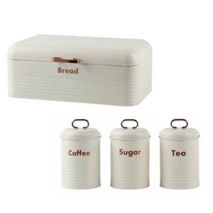 Smartware Retro Breadbin Steel Design with 3 Piece Matching Canister Set