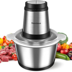 SMARTWARE Electric Meat Grinder, 400W Professional Food Processor Chopper for Meat Vegetable, 8-Cup 2L Capacity Stainless Steel Bowl, Super Power for Quick Chopping and Mixing, Sharp Blades
