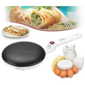 Cordless Crepe Maker with Recipe Guide, Makes Large 7.5" Wide Crepes, Non-Stick Dipping Plate plus Electric Base and Spatula, Fun Mother's Day Gift